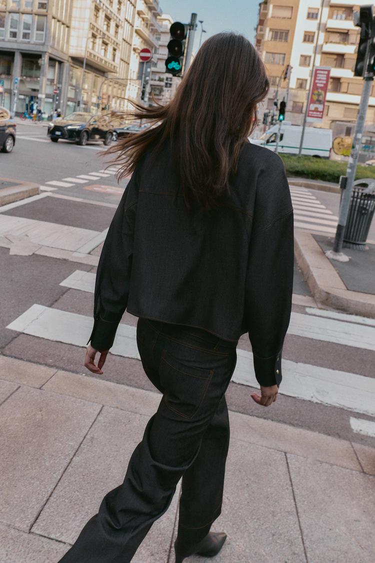 Camisa oversize pespuntes contraste